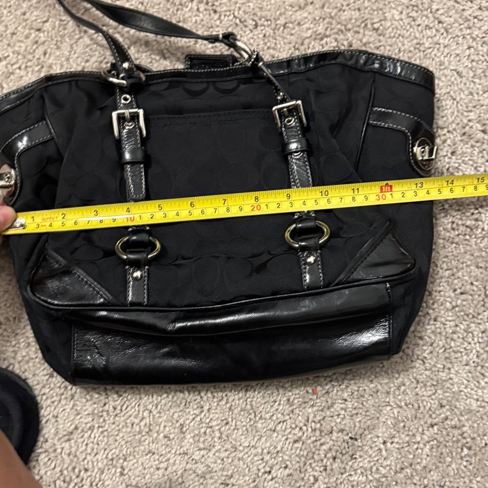 Vintage Coach F17386 Signature leather & canvas shoulder bag with double straps - Picture 13 of 14